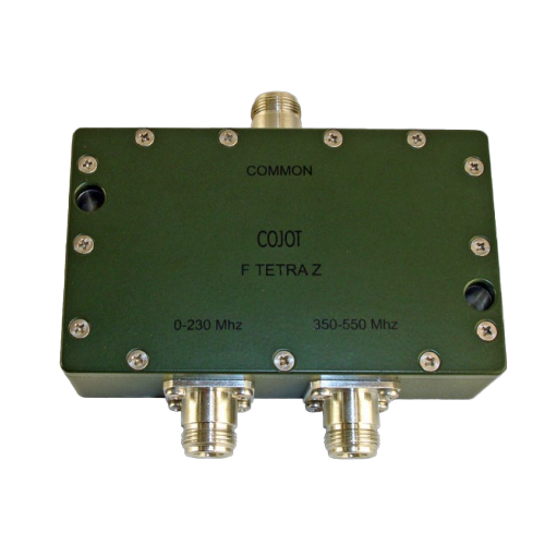 Branching filter for VHF and TETRA transceivers
