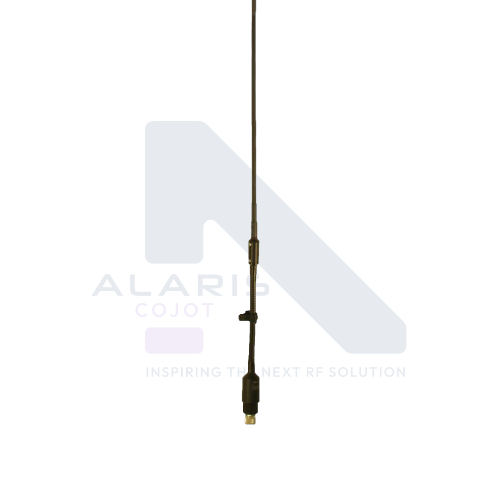 Manpack antenna with a flexible tape radiator and a gooseneck