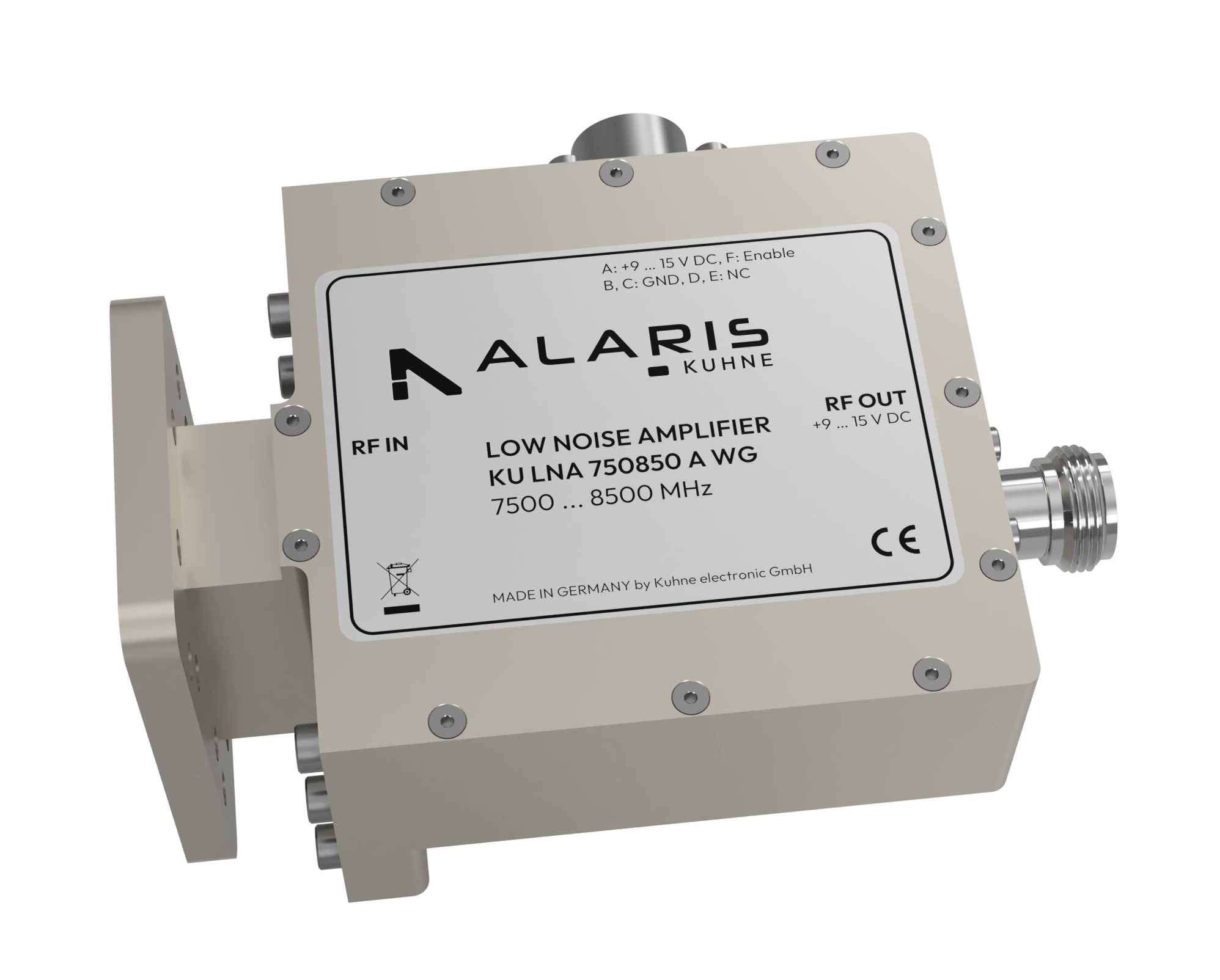 Low Noise Amplifier, 7500 ... 8500 MHz (KU LNA 750850 A WG)